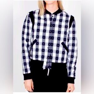 RACHEL ANTONOFF black & white plaid quilted bomber jacket. Size medium.